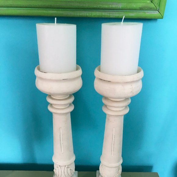 Romantic 16.5" Tall White Candle Holders NWOT - Picture 6 of 8